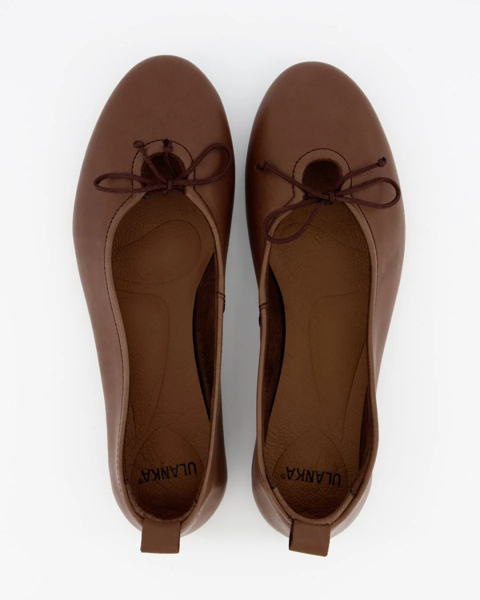 BELLA - BROWN LEATHER FLATS - Image 3