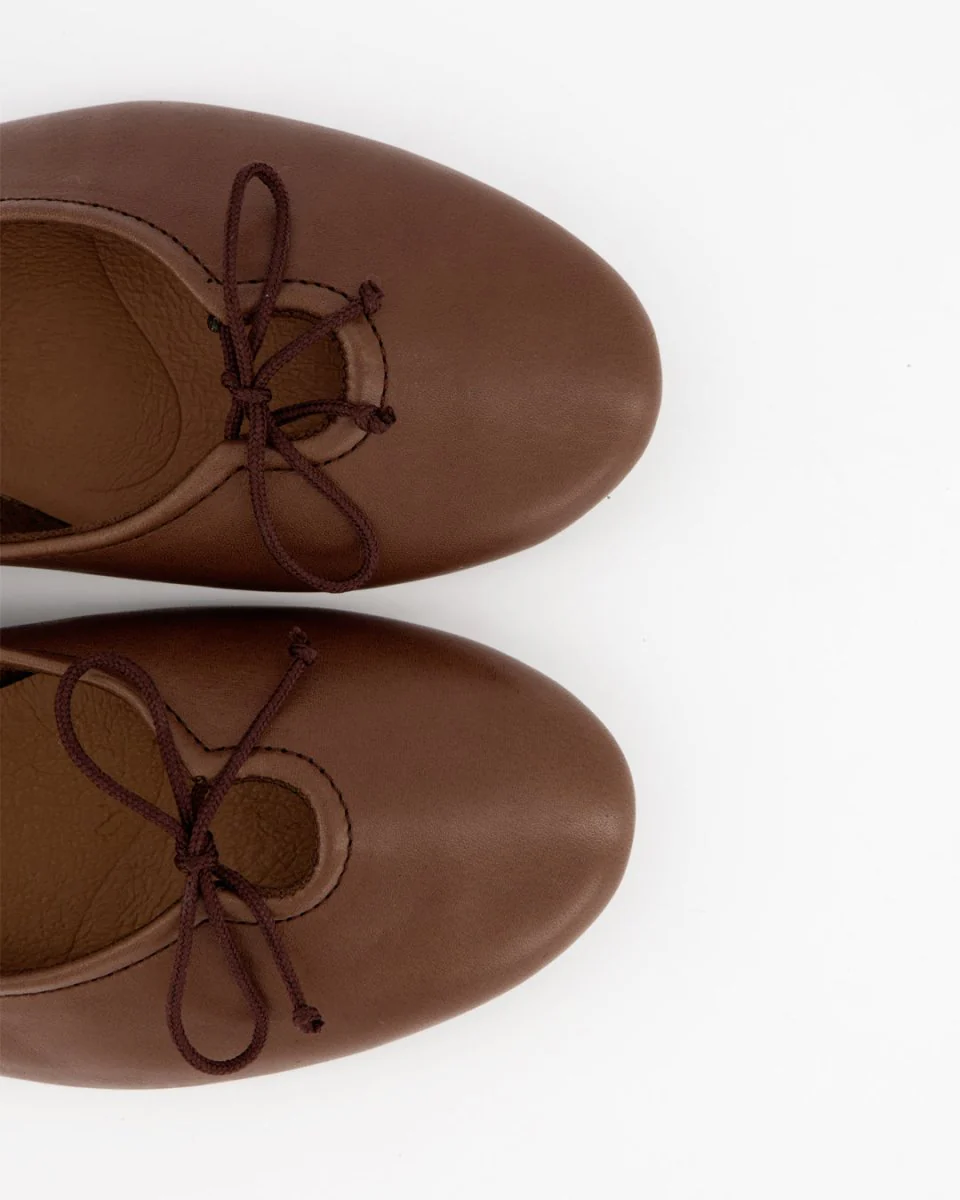 BELLA - BROWN LEATHER FLATS - Image 4