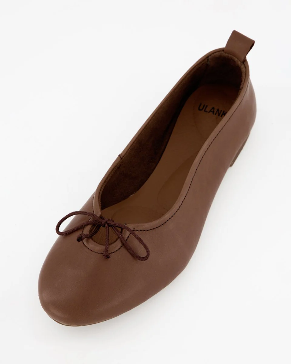 BELLA - BROWN LEATHER FLATS - Image 5