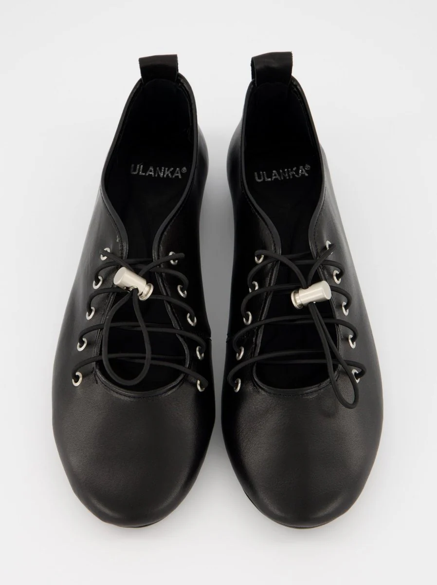 BLACK LEATHER FLATS - POMA - Image 2