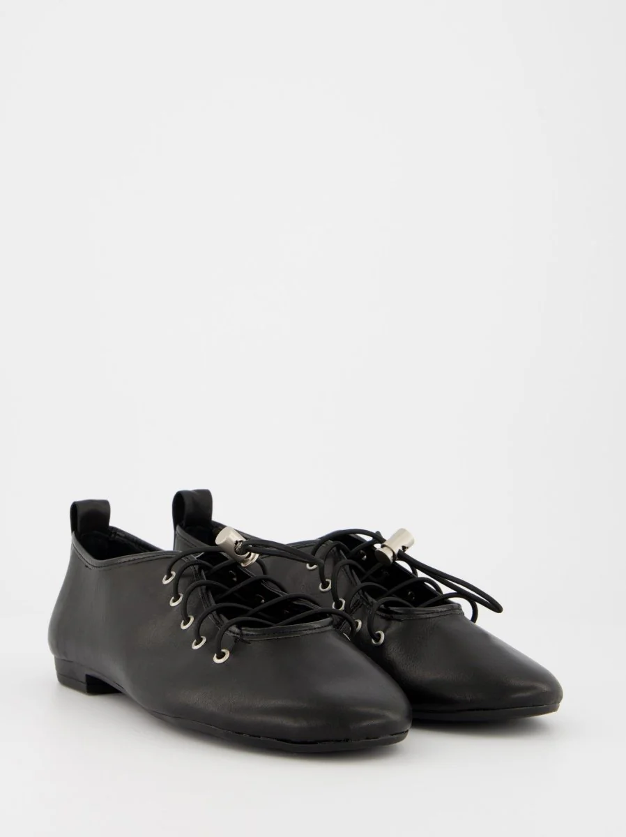 BLACK LEATHER FLATS - POMA - Image 3