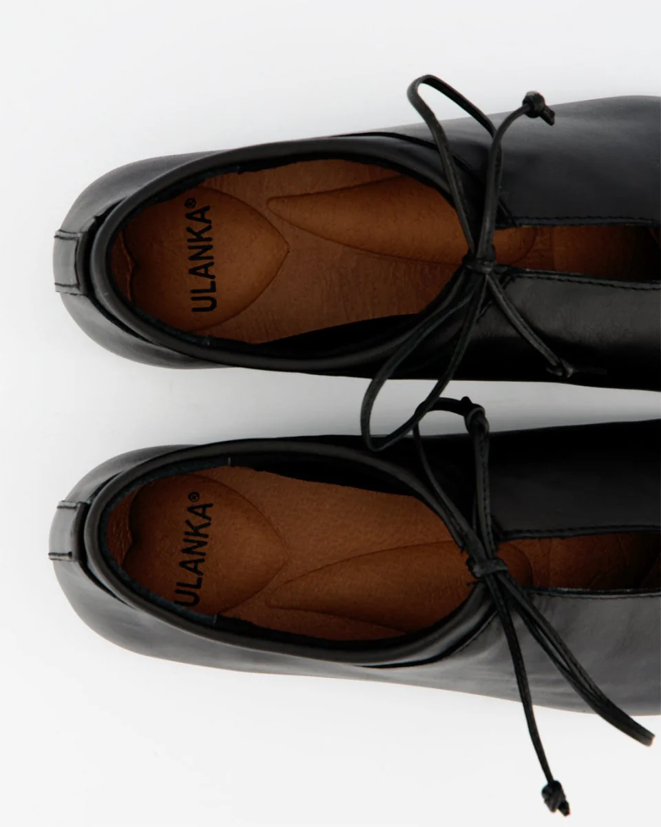 BLANCHE - BLACK LEATHER SHOES - Image 4