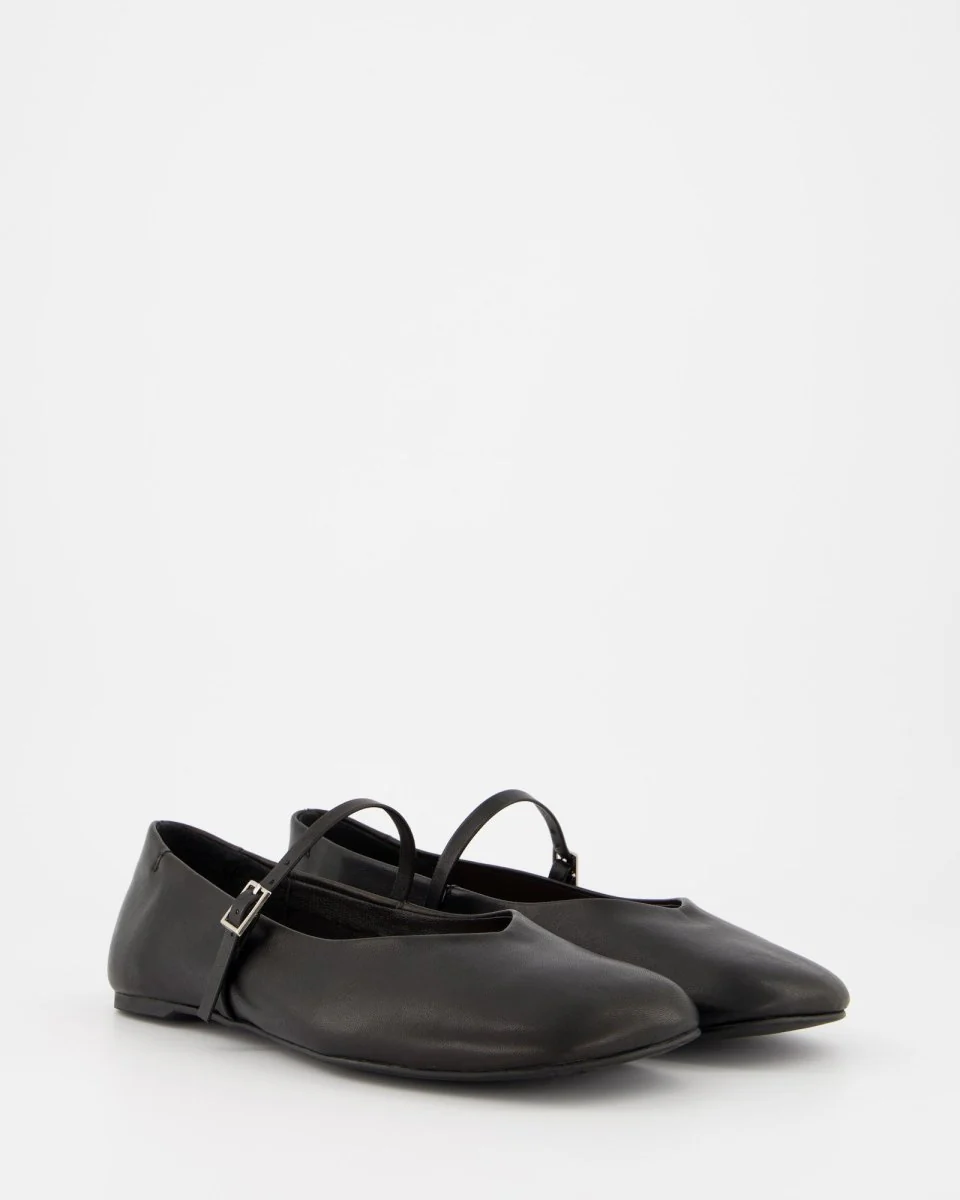 BLACK LEATHER BALLERINAS - BENIS - Image 3