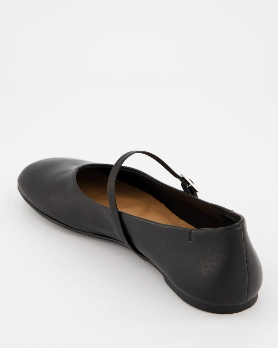 BLACK LEATHER BALLERINAS - BENIS - Image 5