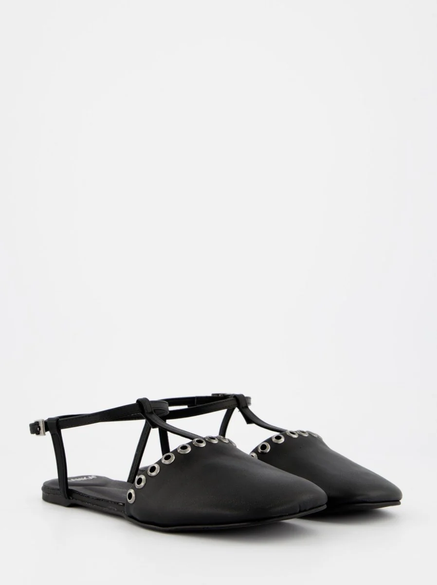 BLACK LEATHER SANDALS - CLOTH - Image 3