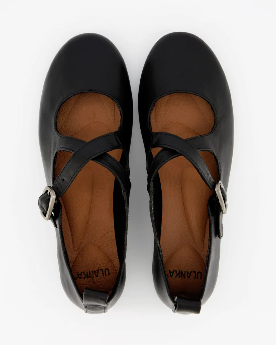 BLOSS - BLACK LEATHER FLATS - Image 3
