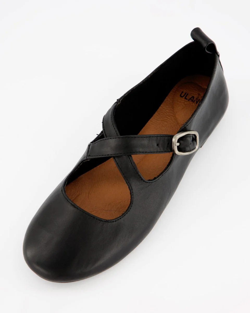 BLOSS - BLACK LEATHER FLATS - Image 4