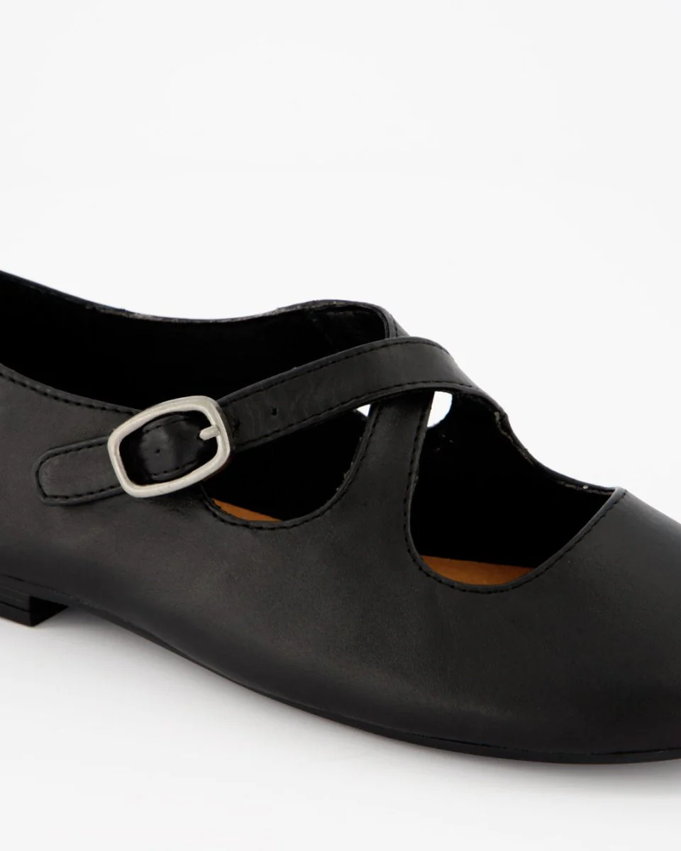 BLOSS - BLACK LEATHER FLATS - Image 5