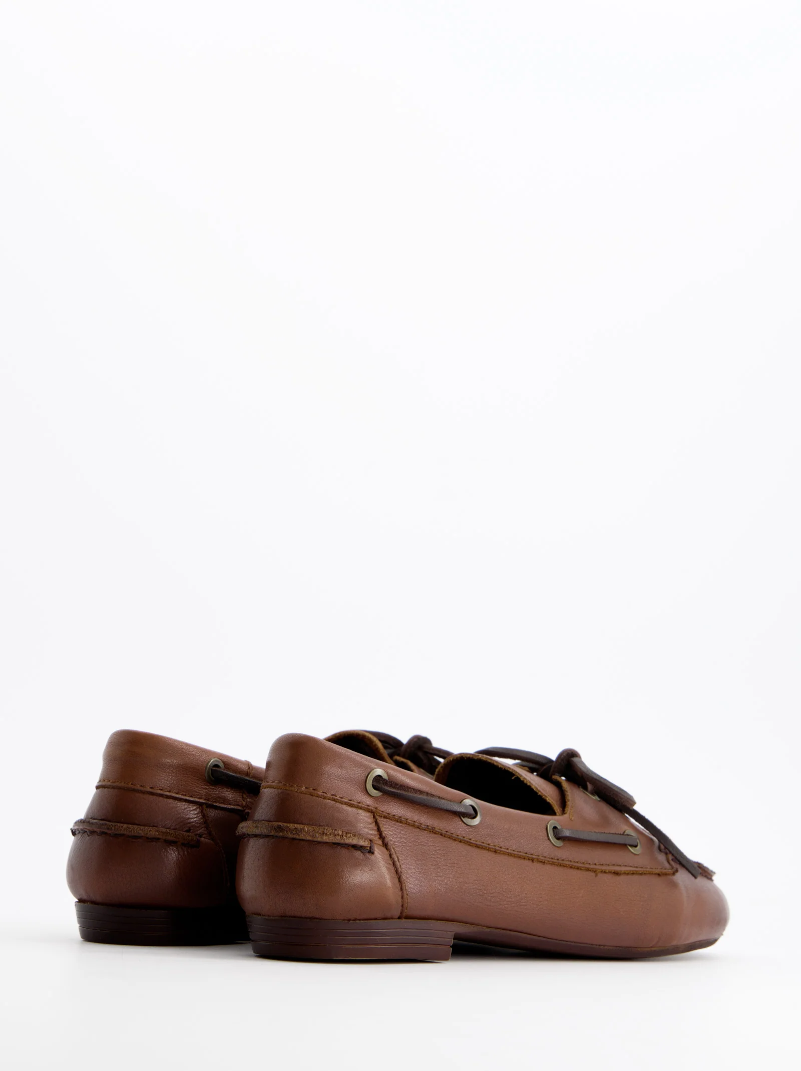 BROWN LEATHER BOAT SHOES - BLOSSOM - Image 5