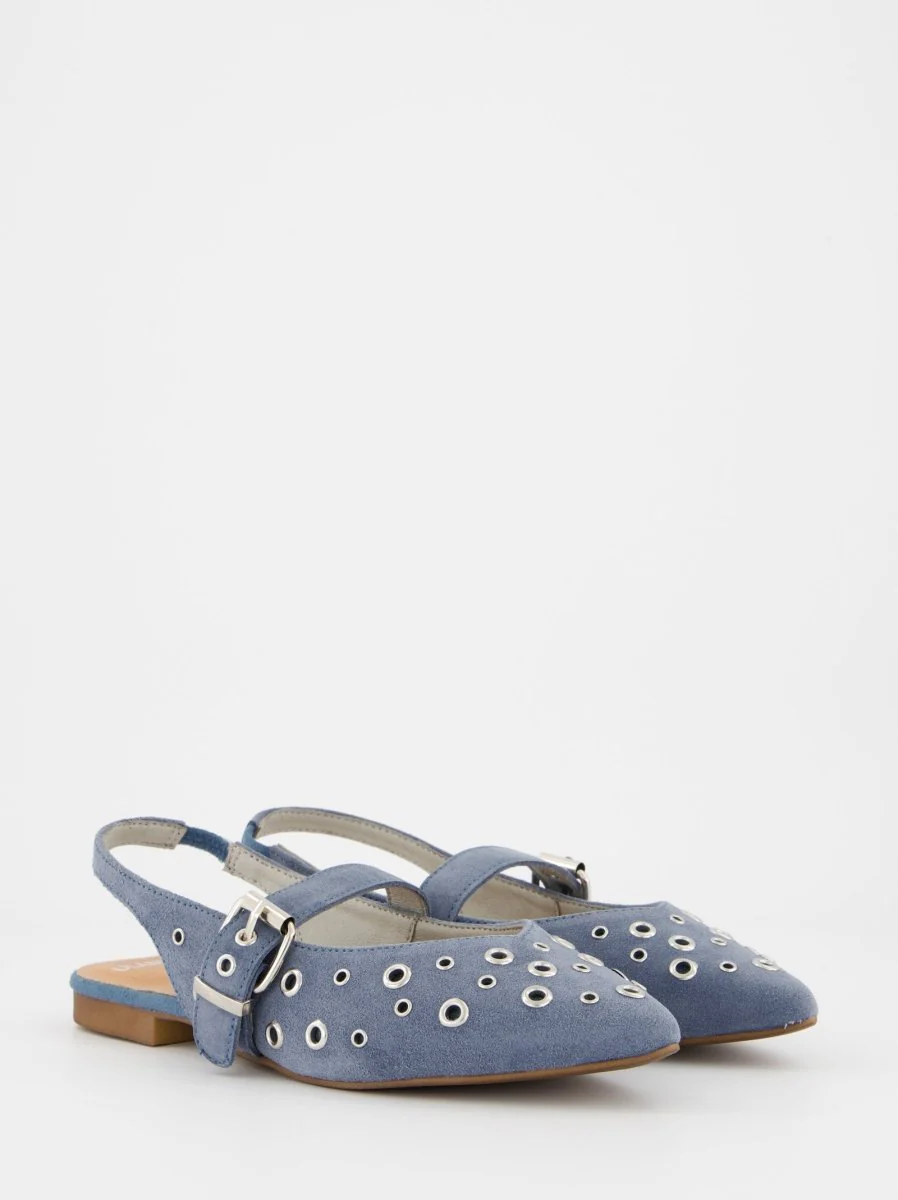 BLUE LEATHER FLATS - MONDE - Image 3