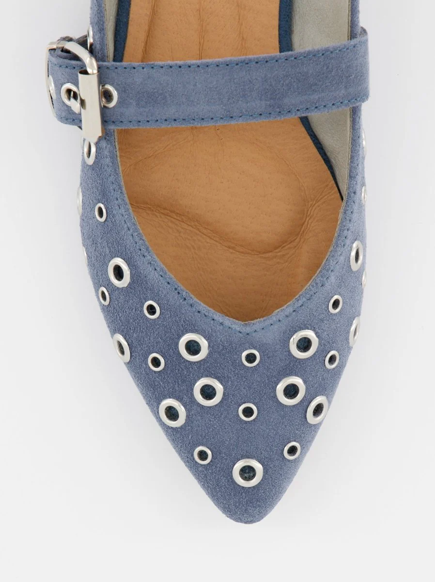 BLUE LEATHER FLATS - MONDE - Image 4