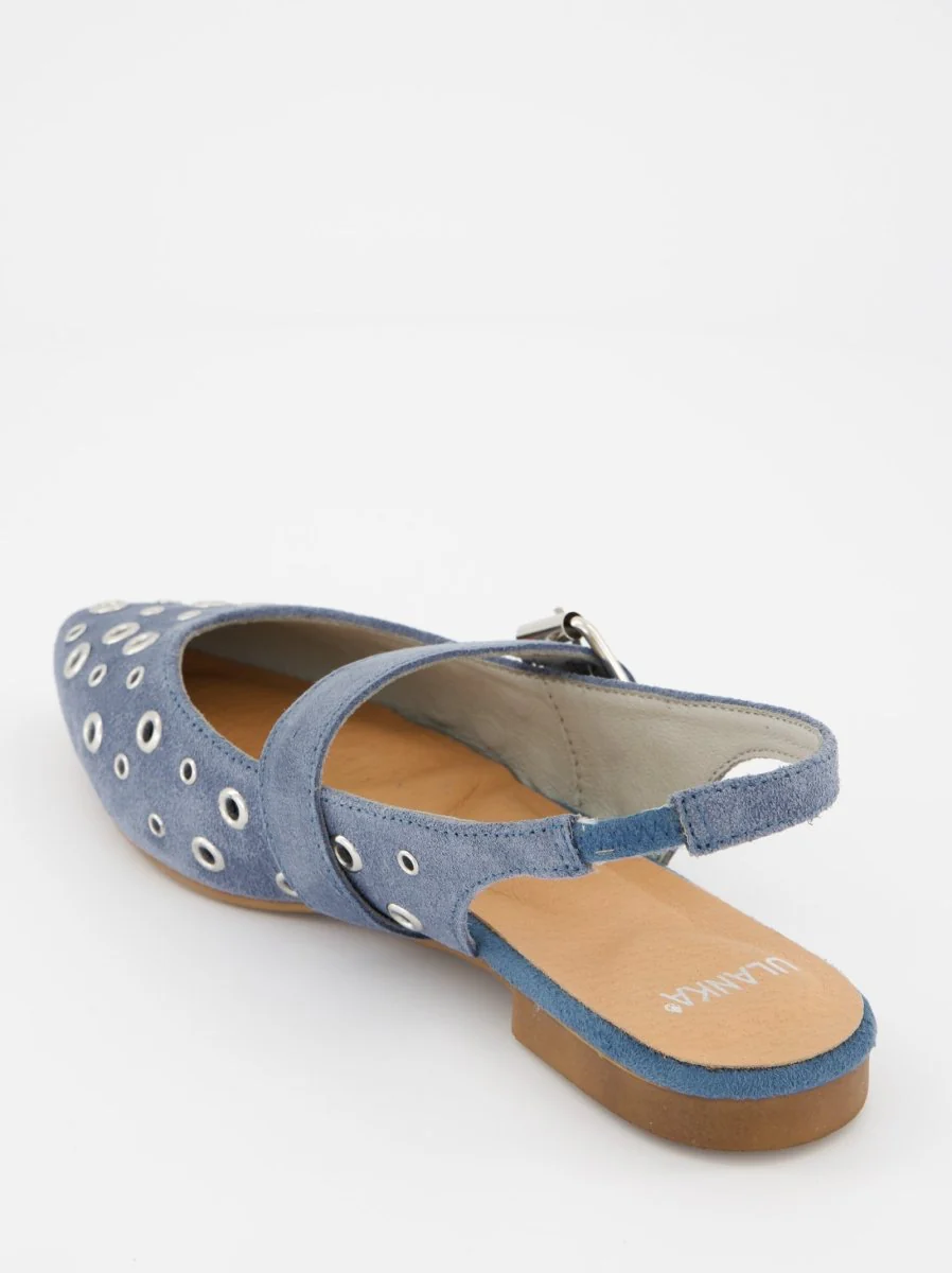 BLUE LEATHER FLATS - MONDE - Image 5
