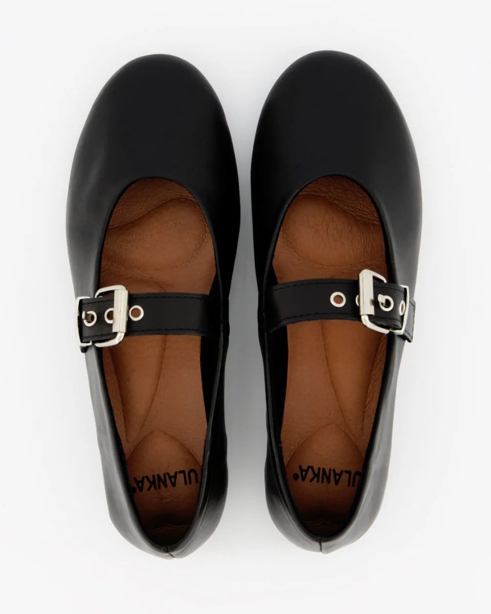 BLUEY - BLACK LEATHER FLATS - Image 3