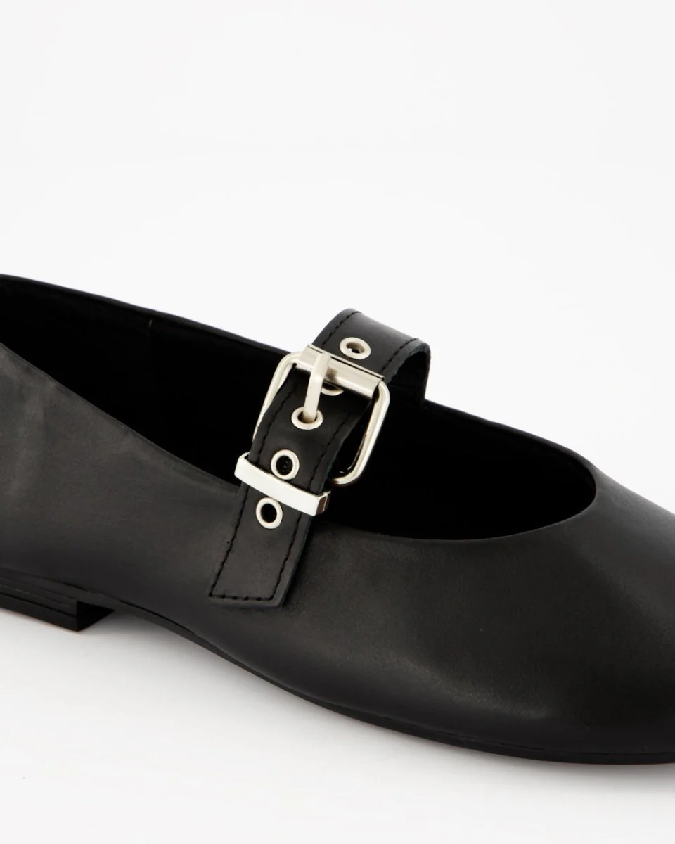 BLUEY - BLACK LEATHER FLATS - Image 4