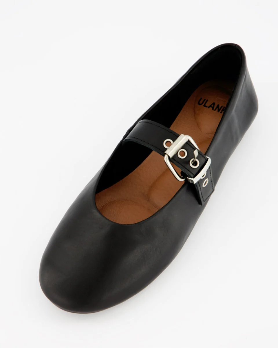 BLUEY - BLACK LEATHER FLATS - Image 5