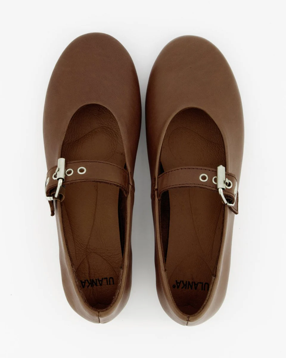 BLUEY - BROWN LEATHER FLATS - Image 3