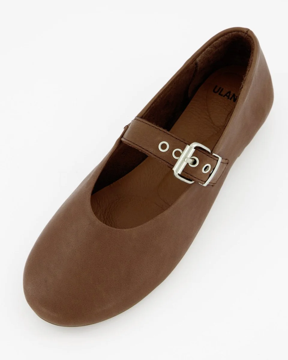 BLUEY - BROWN LEATHER FLATS - Image 5
