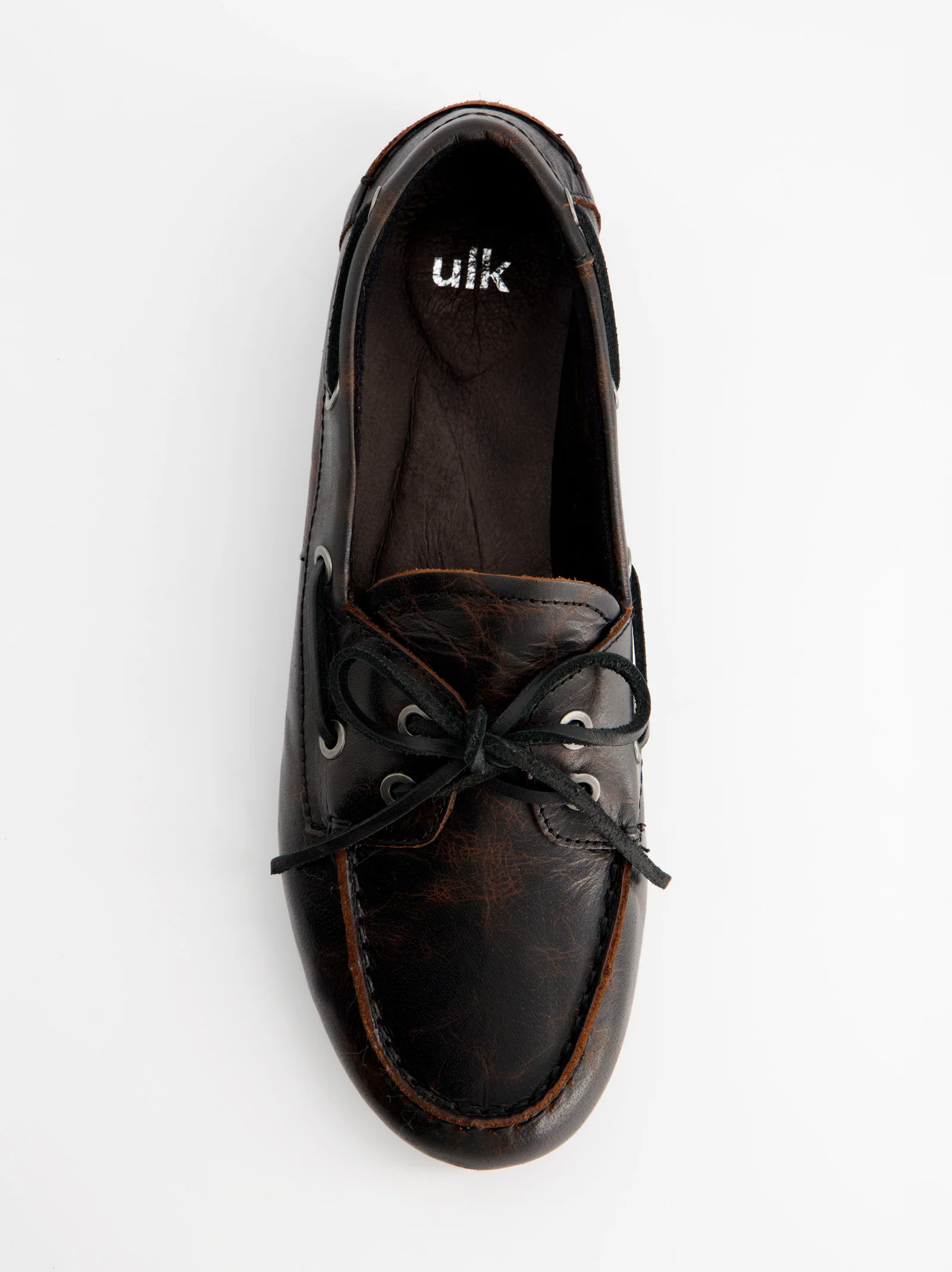 DARK BROWN LEATHER BOAT SHOES - BLOSSOM - Image 5