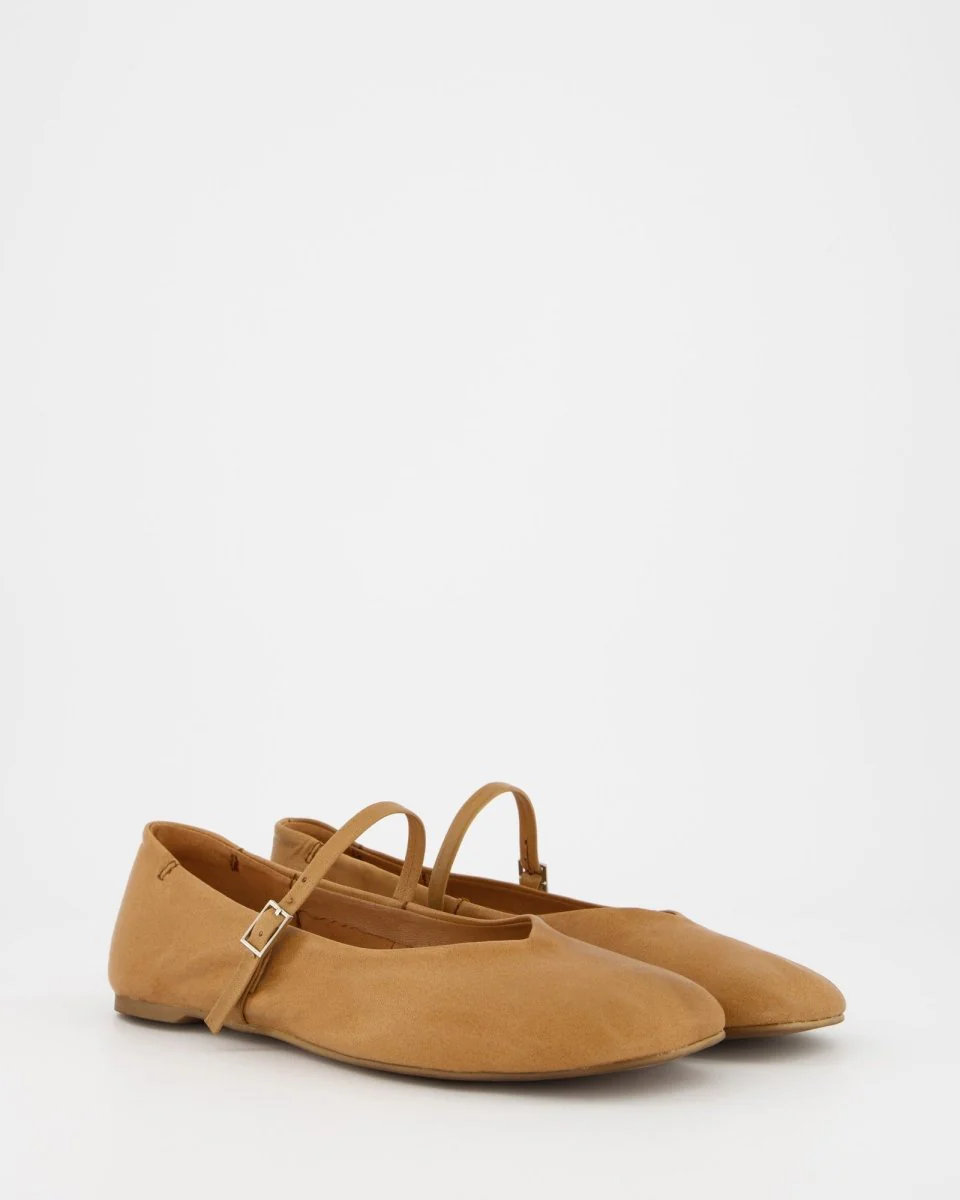 CAMEL LEATHER BALLERINAS - BENIS - Image 3
