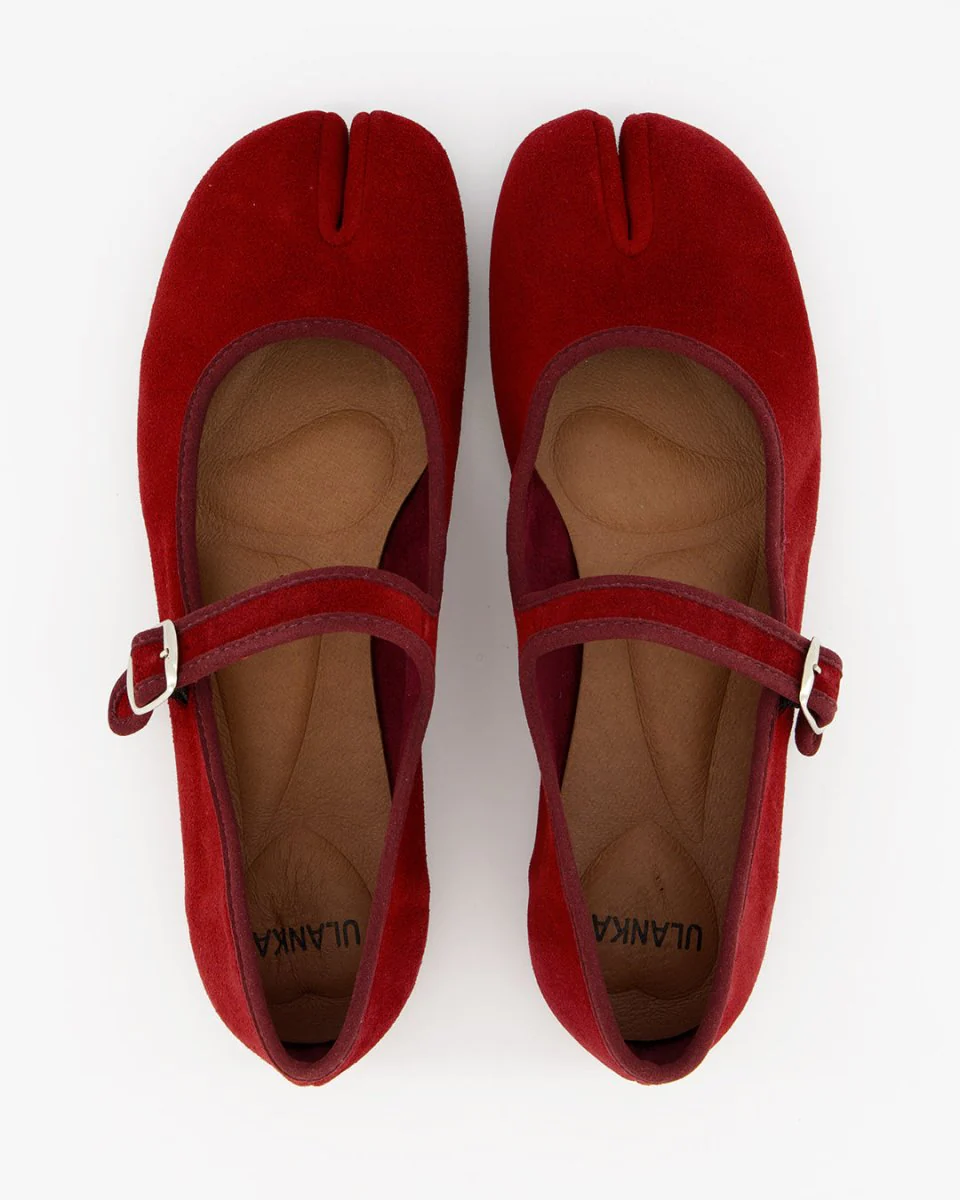 GEISHA - RED SUEDE FLATS - Image 2