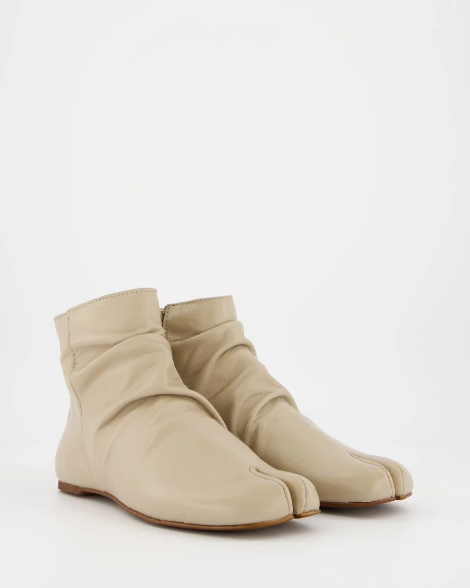 GIGI - BEIGE LEATHER ANKLE BOOTS - Image 3