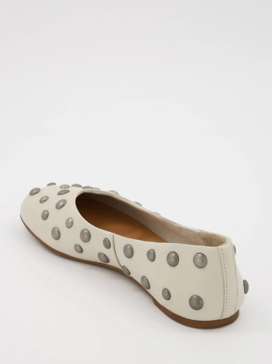 WHITE LEATHER BALLET FLATS WITH STUDS - MATHILDA - Image 6
