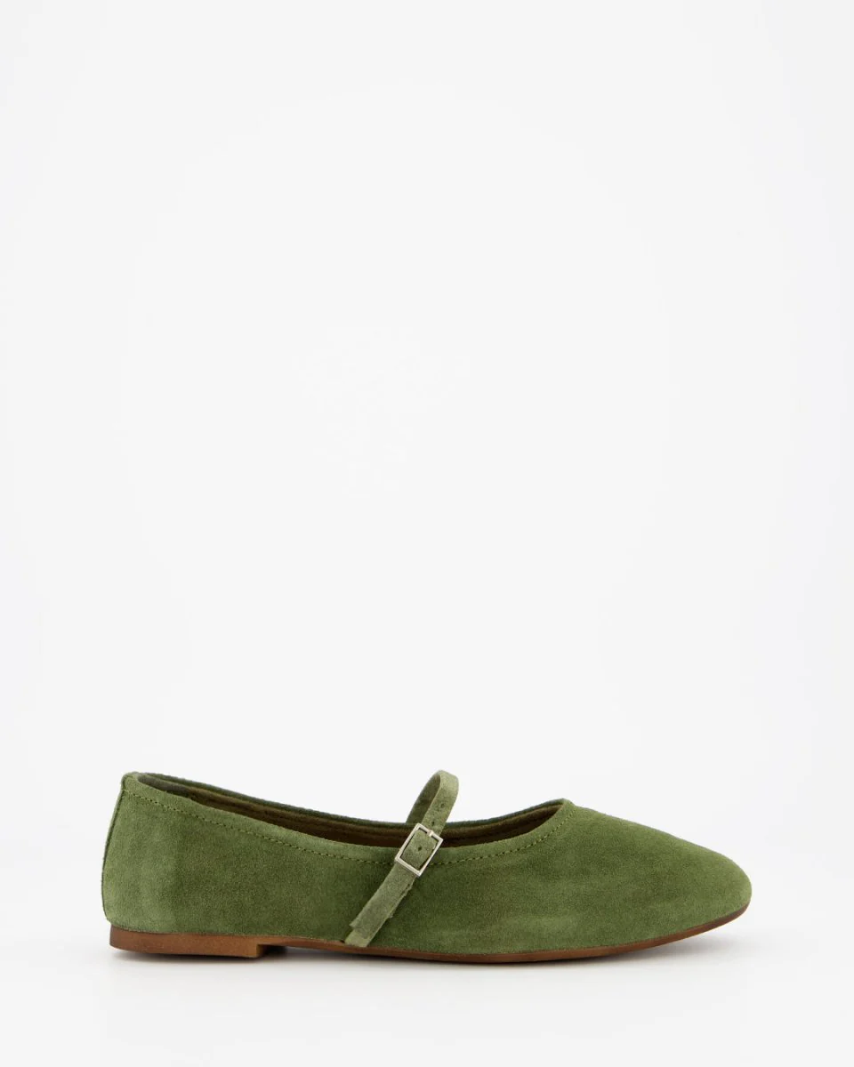 LINE - GREEN SUEDE FLATS