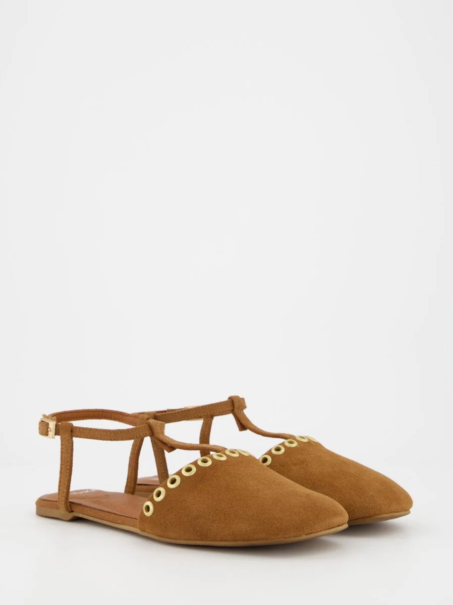 BROWN LEATHER SANDALS - CLOTH - Image 3