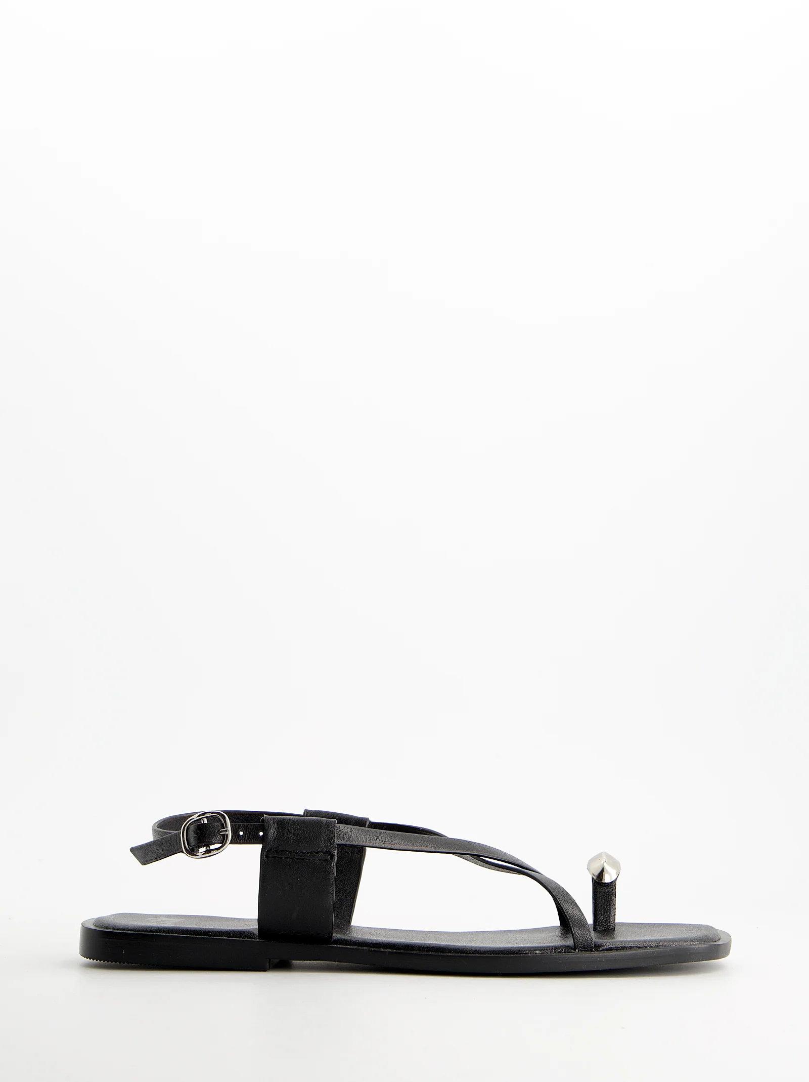 BLACK LEATHER SANDALS - OSSY - Image 3