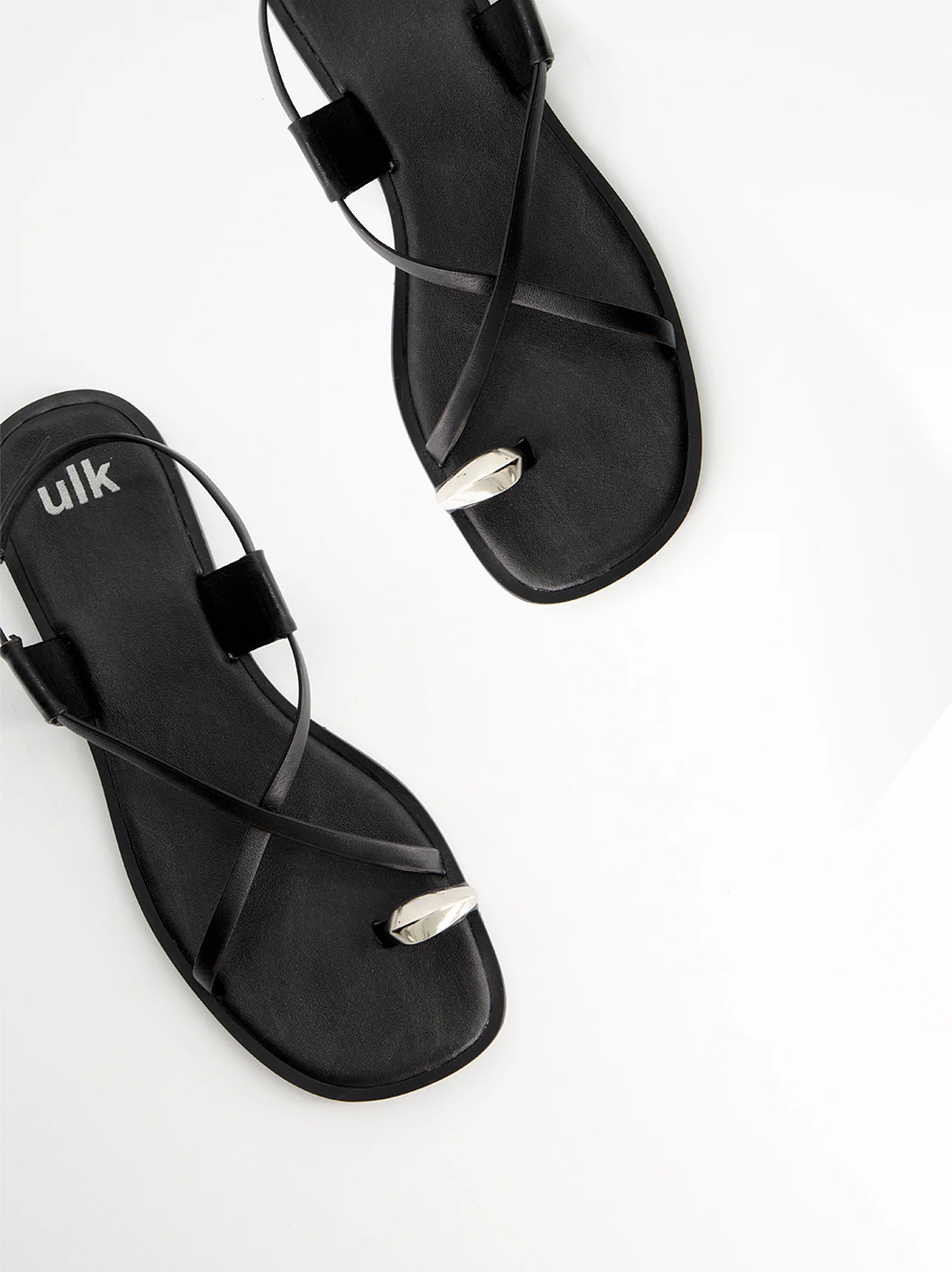 BLACK LEATHER SANDALS - OSSY - Image 4