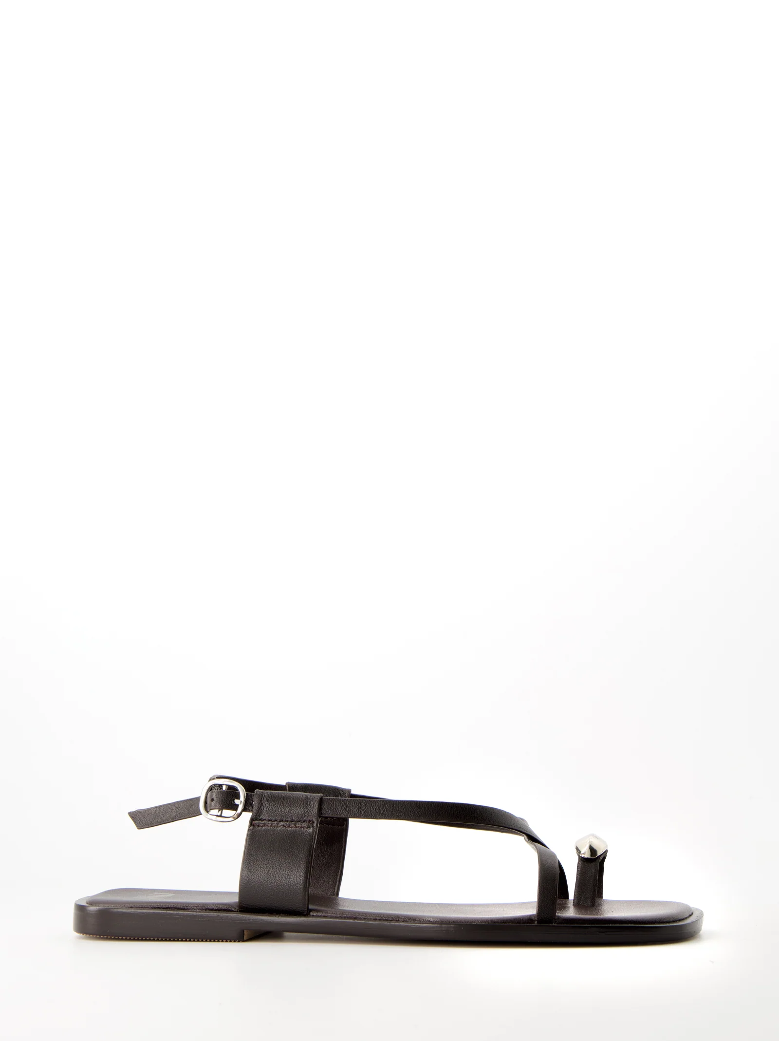 DARK BROWN LEATHER SANDALS - OSSY - Image 3