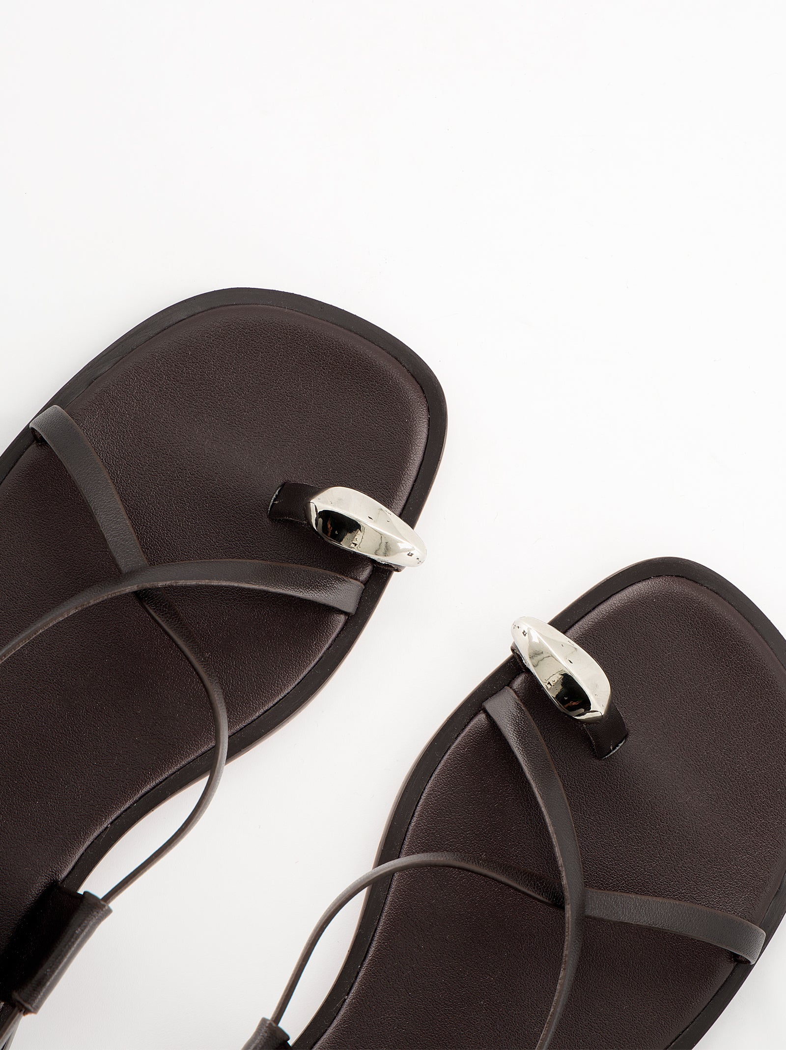 DARK BROWN LEATHER SANDALS - OSSY - Image 5