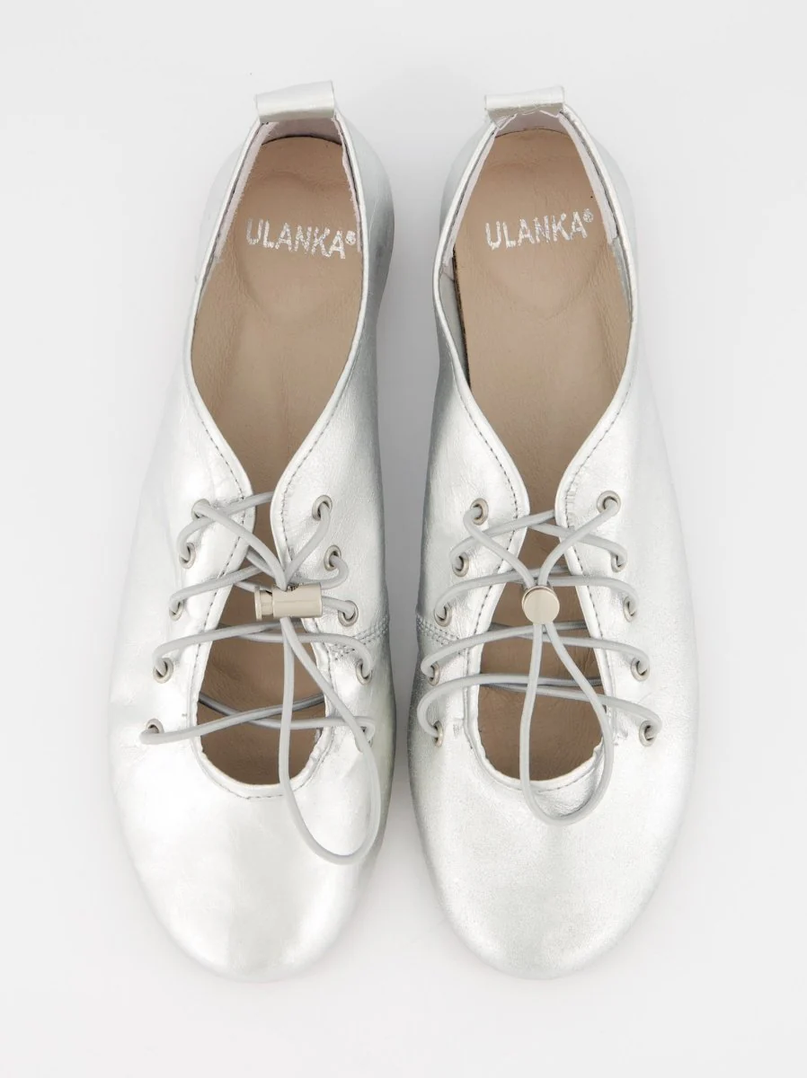 SILVER LEATHER FLATS - POMA - Image 2