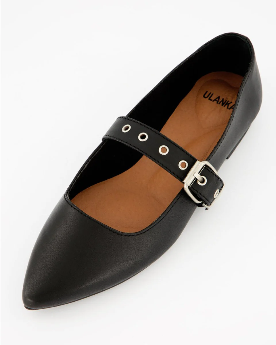TACHIN - BLACK LEATHER FLATS - Image 6