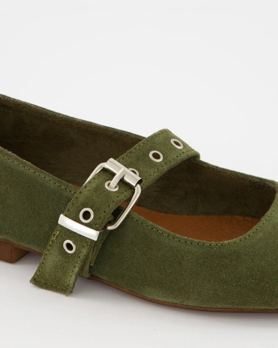 TACHIN - GREEN SUEDE FLATS - Image 3