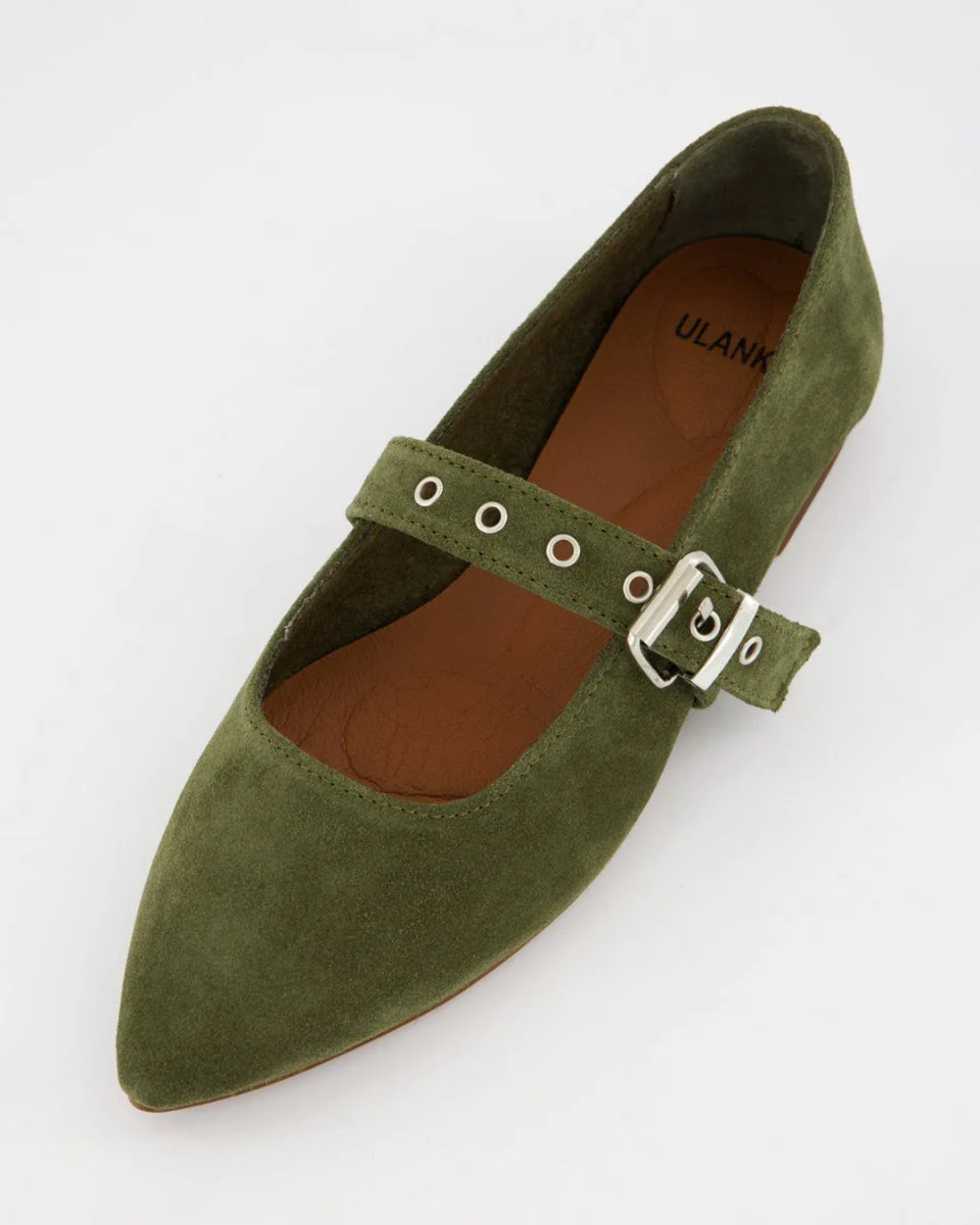 TACHIN - GREEN SUEDE FLATS - Image 4