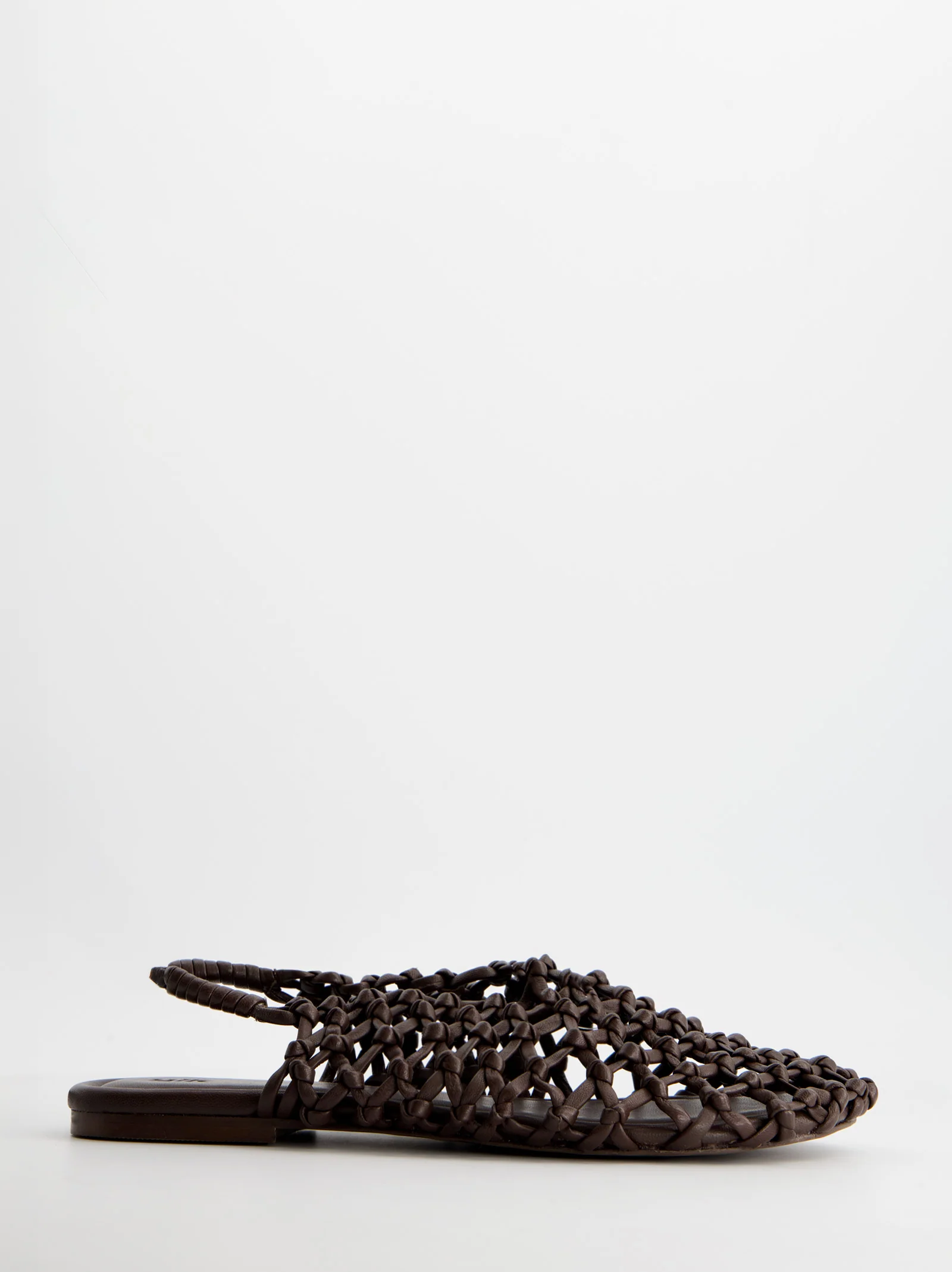 BRAIDED LEATHER SLINGBACK FLATS - THUNDER - Image 3