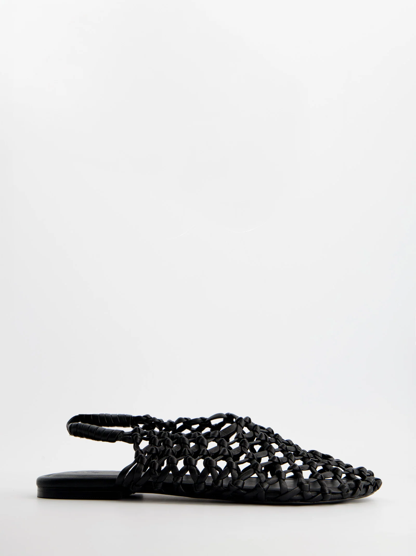 BRAIDED LEATHER SLINGBACK FLATS - THUNDER - Image 3